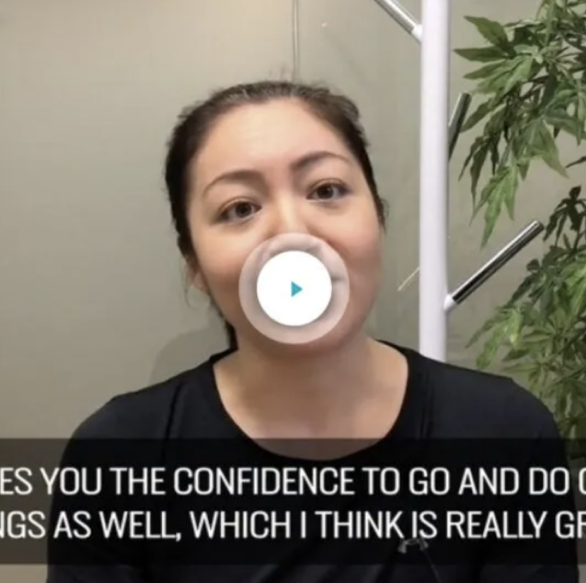 a mid age woman sharing her experiences towards training with embody fitness