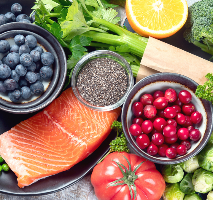 nutrition salmon fruit and vegetables